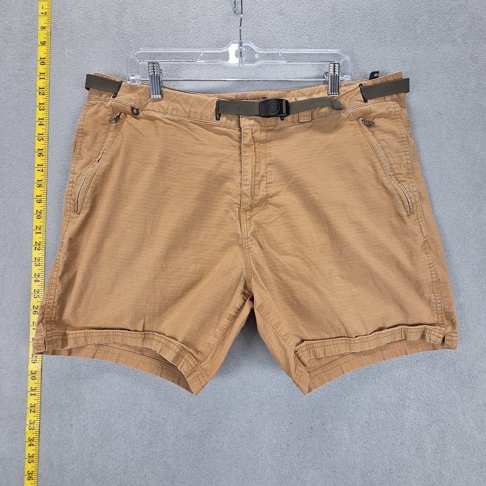 Roark Shorts Mens 38 Beige Campover Adjustable Belt Zip Pockets Travel